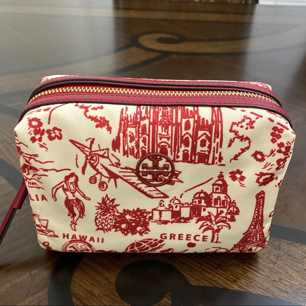 New  Tory Burch Perry Nylon Printed Small Cosmetic